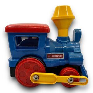 Vintage Clovers Big Machine Train Junior Toy Locomotive, Colorful Wheels Chimney
